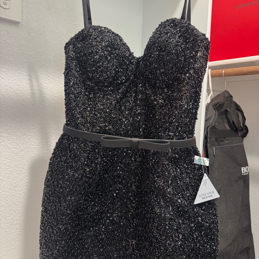 NADINE MERABI Tara Black Sequin Mini Dress - Picture 9 of 15